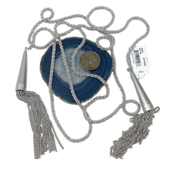 Kendra Scott Phara Fringe Necklace – Silver Wrap Style NWT Wester - Picture 2 of 5